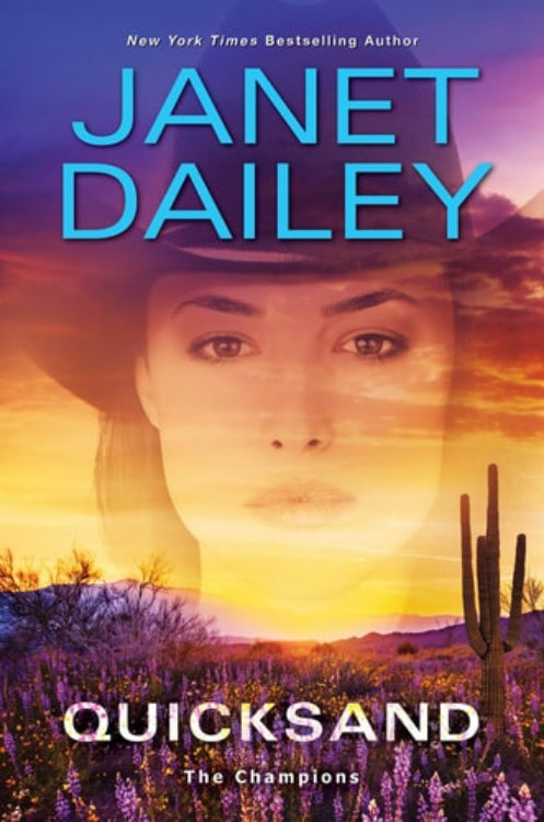 Book cover of 'Quicksand' by Janet Dailey with a desert landscape and sunset.