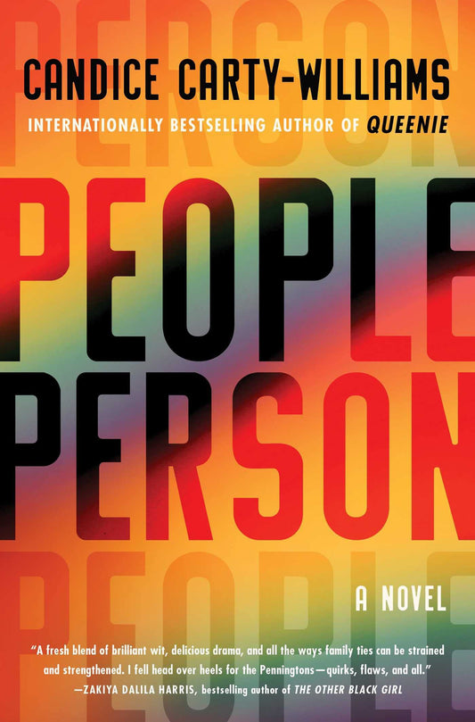 Book cover of 'People Person' by Candice Carty-Williams with a colorful gradient background.