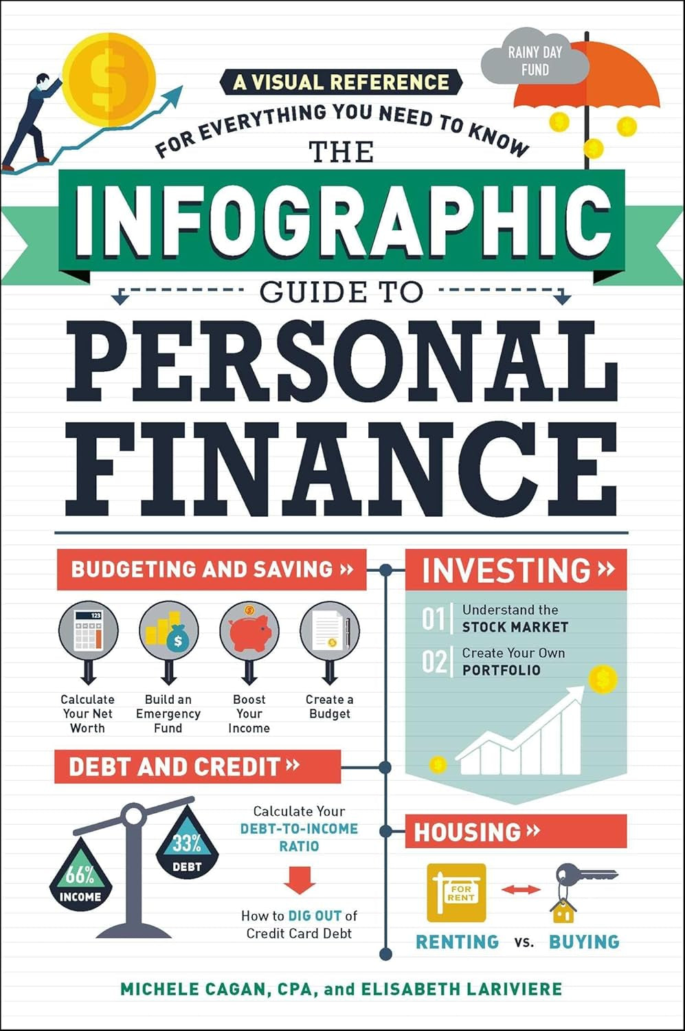 Cover of the book 'The Infographic Guide to Personal Finance' showing a visual reference for personal finance with various infographics and text.