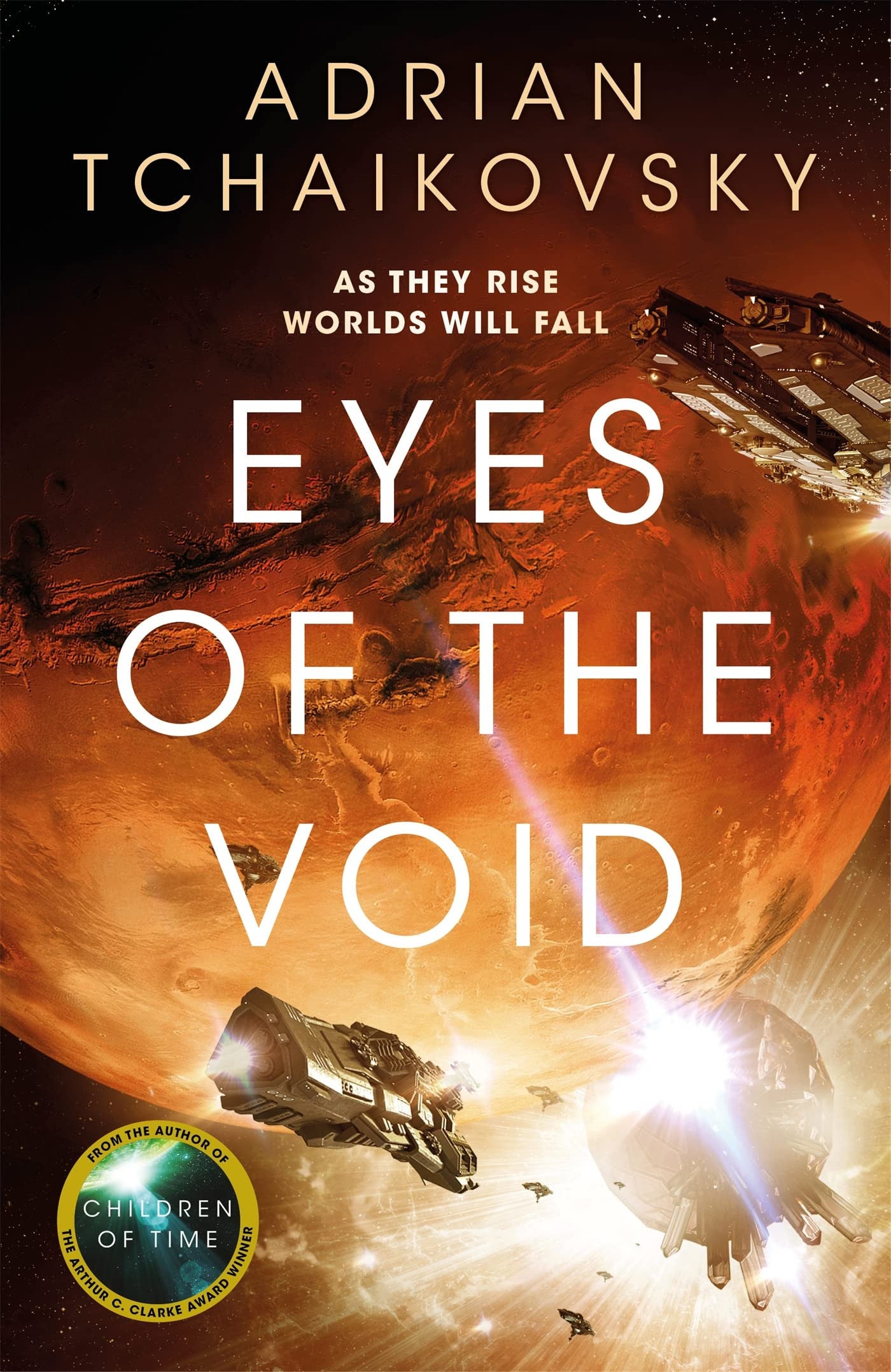 Book cover of 'Eyes of the Void' by Adrian Tchaikovsky with space-themed artwork.