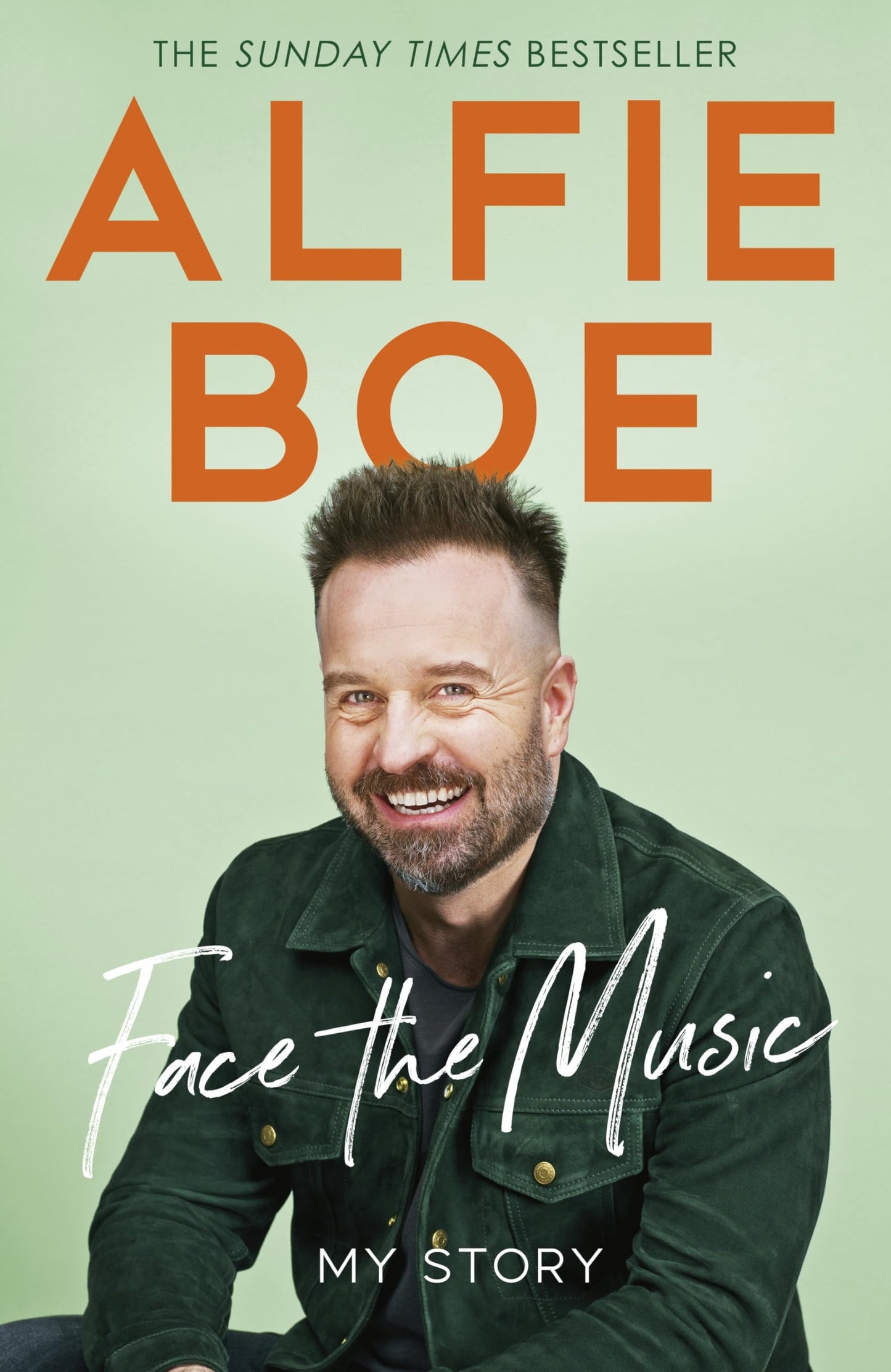 Book cover for 'Alfie Boe: Face the Music' on a light background