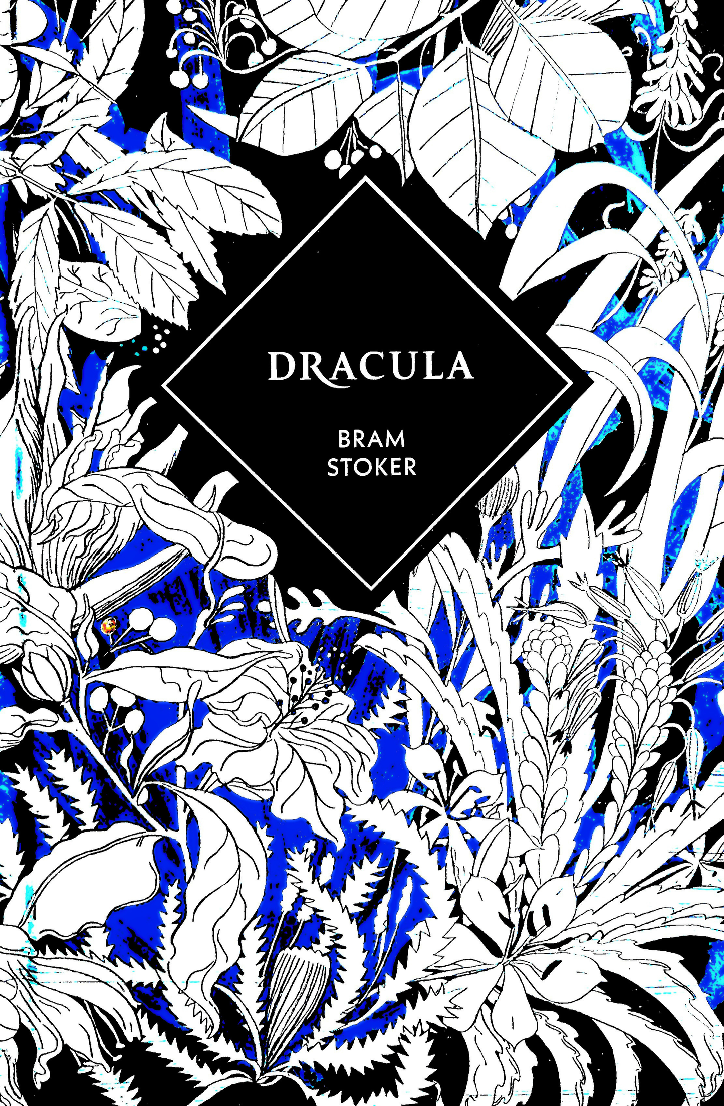 Book cover of 'Dracula [ISBN: 9781529954319]' by Bram Stoker with decorative floral design on a black background