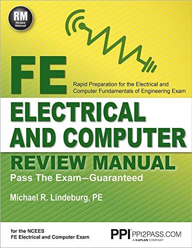 Book cover of 'FE Electrical and Computer Review Manual' by Michael R. Lindeburg, PE with a yellow and green design.