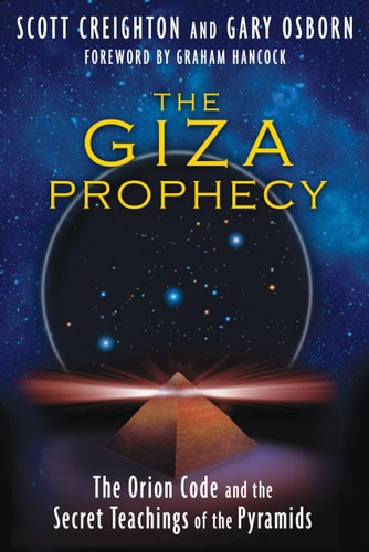 Book cover of 'The Giza Prophecy' with a pyramid and starry sky design.