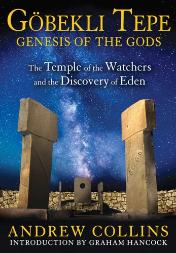Book cover of 'Göbekli Tepe: Genesis of the Gods' with stone structures and starry sky.