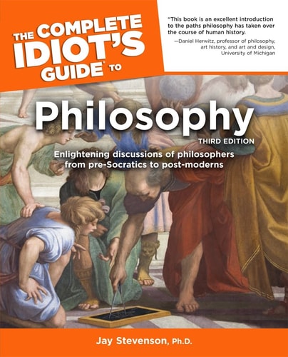 Book cover of 'The Complete Idiot's Guide to Philosophy' with classical painting in the background