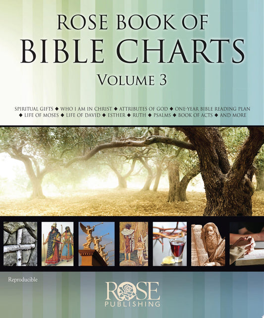 Cover of 'Rose Book of Bible Charts Volume 3' with a tree and people reading at the bottom.
