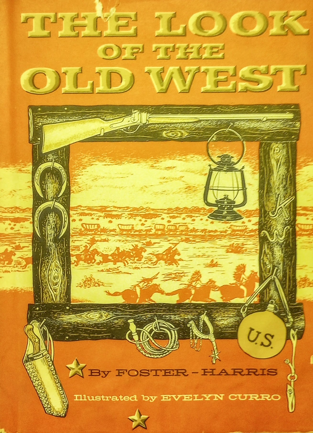 Book cover of 'The Look of the Old West' with illustration of a landscape and vintage items.