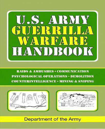 Cover of 'U.S. Army Guerrilla Warfare Handbook' with green and yellow design.