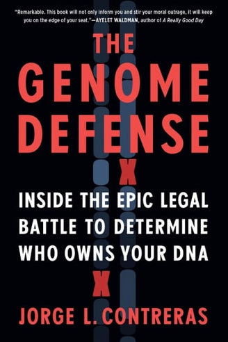 Book cover of 'The Genome Defense' with red and white text on a black background