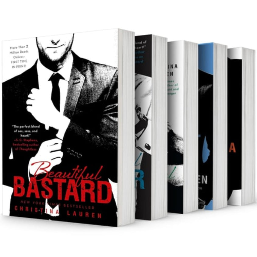 Book series with 'Beautiful Bastard' by Christina Lauren on a white background