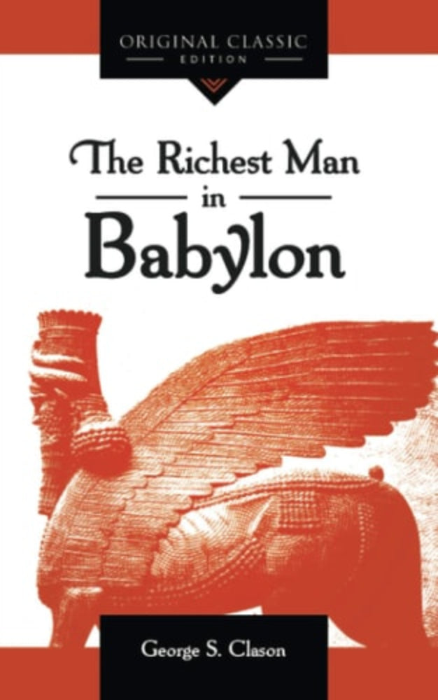 Book cover of 'The Richest Man in Babylon' with a red and white design.