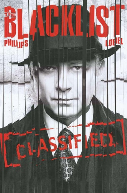Cover of 'The Blacklist Vol. 2: The Arsonist' featuring an illustration of a man in a hat and suit with the text 'CLASSIFIED' prominently displayed.