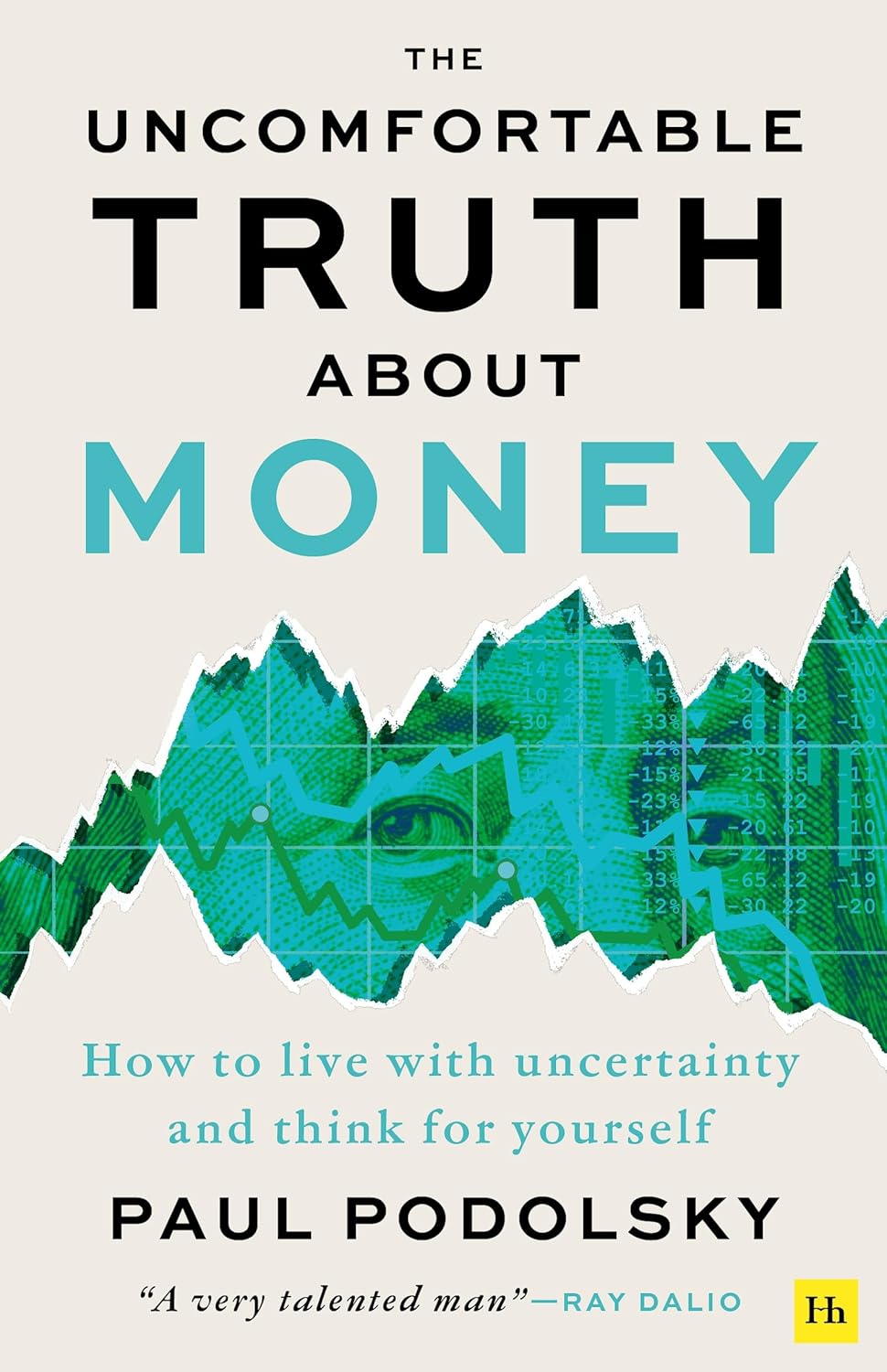 Book cover of 'The Uncomfortable Truth About Money' by Paul Podolsky with a graph design on a light background.