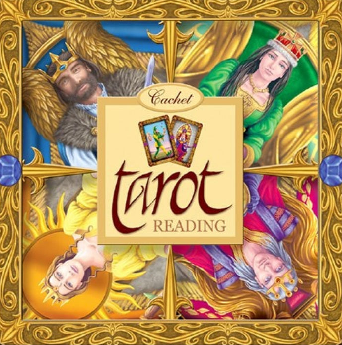 The image displays the cover of a boxed tarot card set titled 'Tarot Reading: Set of Tarot Cards and 48-Page Book Boxed Set' by Top That! Publishing. Design features illustrations of the major arcana cards, with vivid depictions of characters and symbols indicative of their meanings.