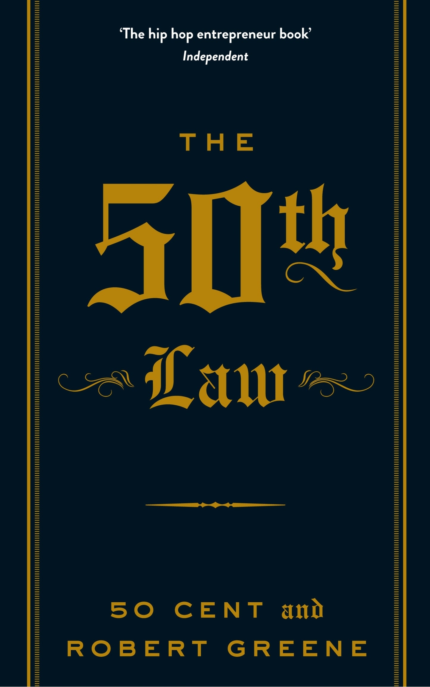 Book cover of 'The 50th Law' with gold text on a dark blue background