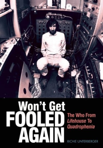 Book cover of 'Won't Get Fooled Again' with a person sitting inside a vintage recording studio.