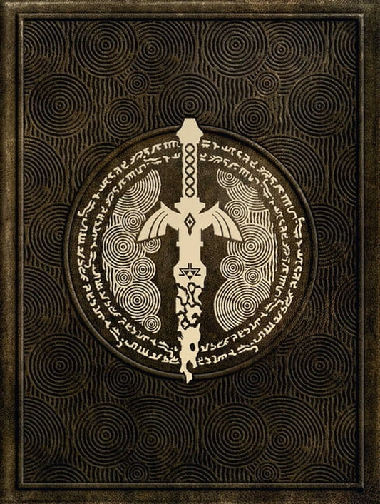 Cover of the Legend of Zelda game guide book 'Legend of Zelda: Tears of the Kingdom [Complete & Official Guide Book | ISBN: 9781913330002]' featuring a stylized design with a Zelda sword as a decorative pattern.