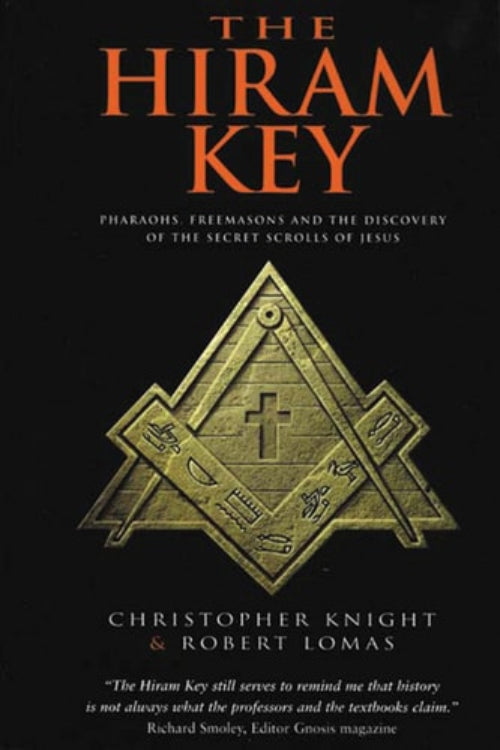 Book cover of 'The Hiram Key' featuring a geometric design with a cross and the title text.