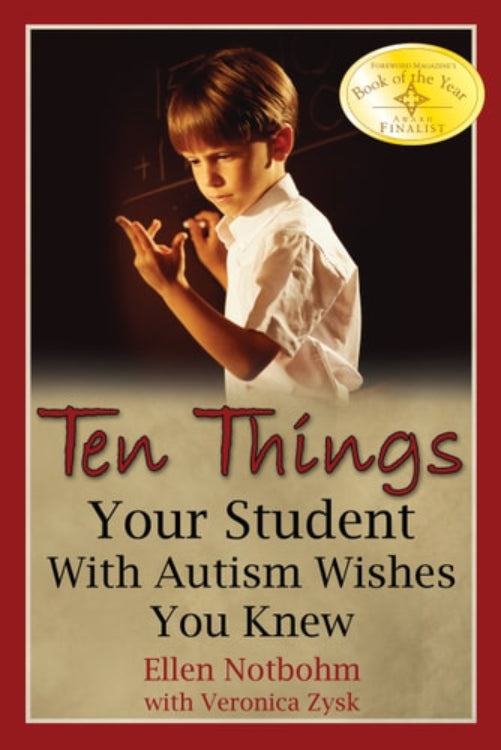 Book cover of 'Ten Things Your Student With Autism Wishes You Knew' featuring a young boy and a red border.
