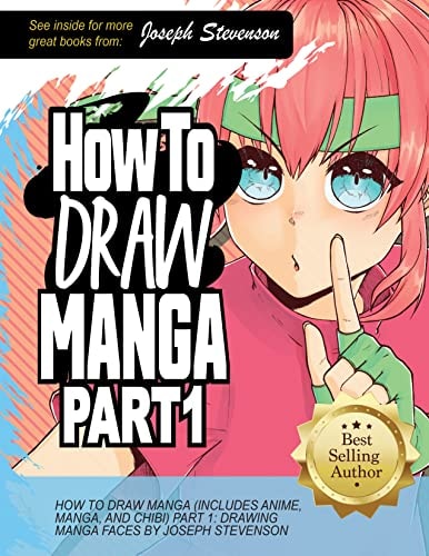 Book cover of 'How to Draw Manga Part 1' with a character and author's name.