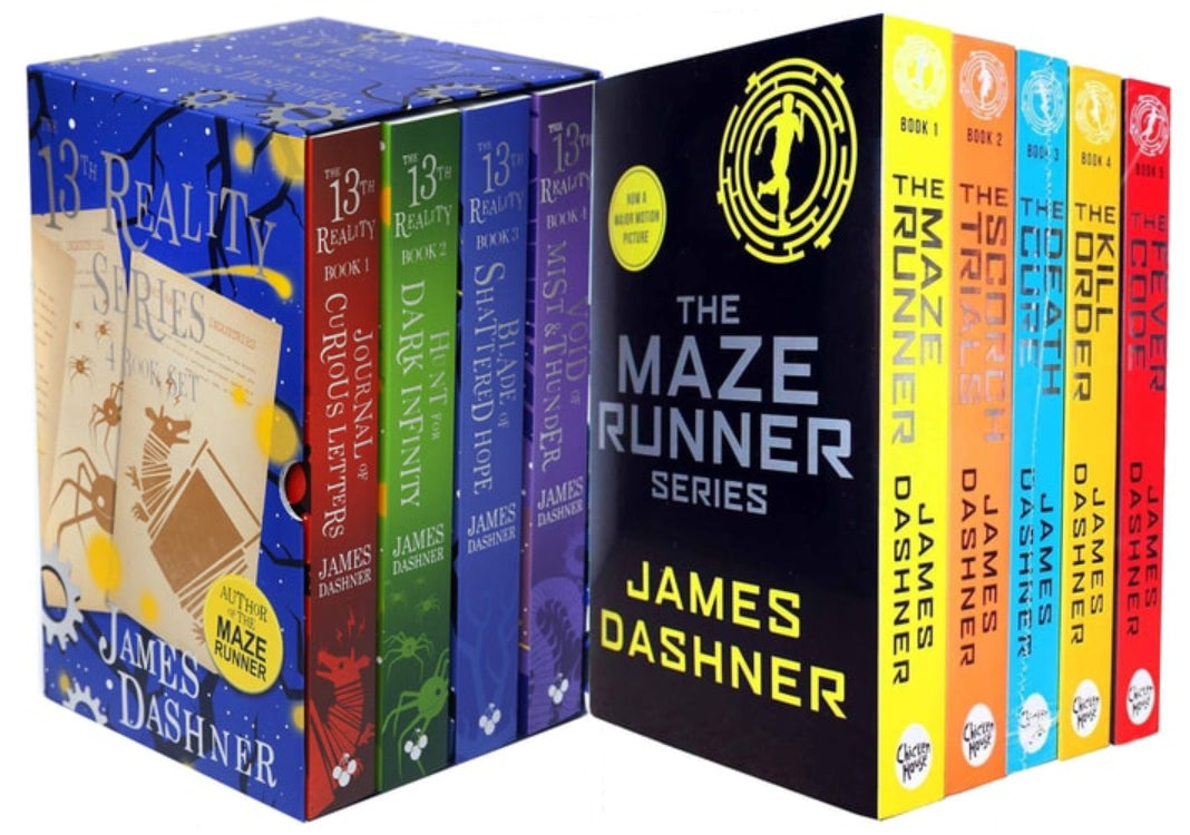 Collection of 'The Maze Runner' And 13th Reality by James Dashner Book box set side by side series books by James Dashner