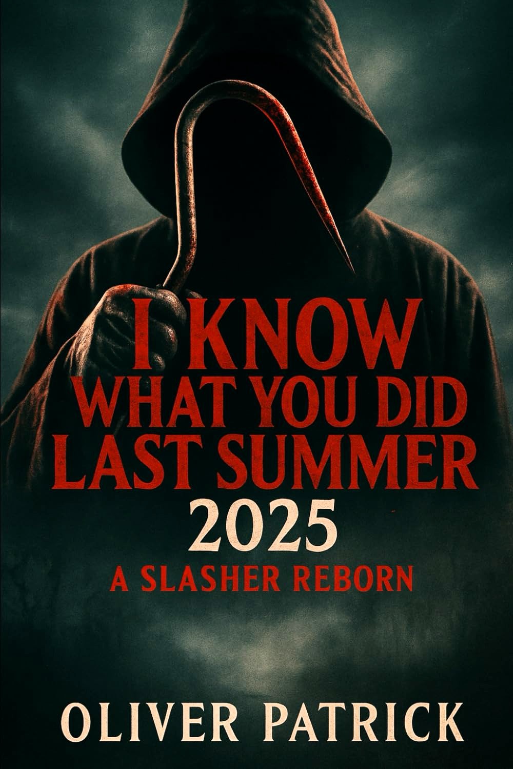 Front cover: I Know What You Did Last Summer [2025]: A Slasher Reborn by Oliver Patrick — paperback horror novel cover.