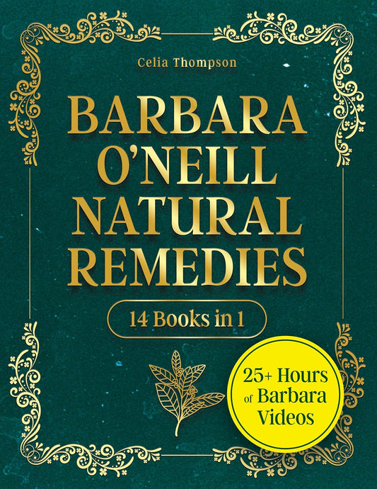 Book cover of 'Barbara O'Neill Natural Remedies' with gold text on a green background
