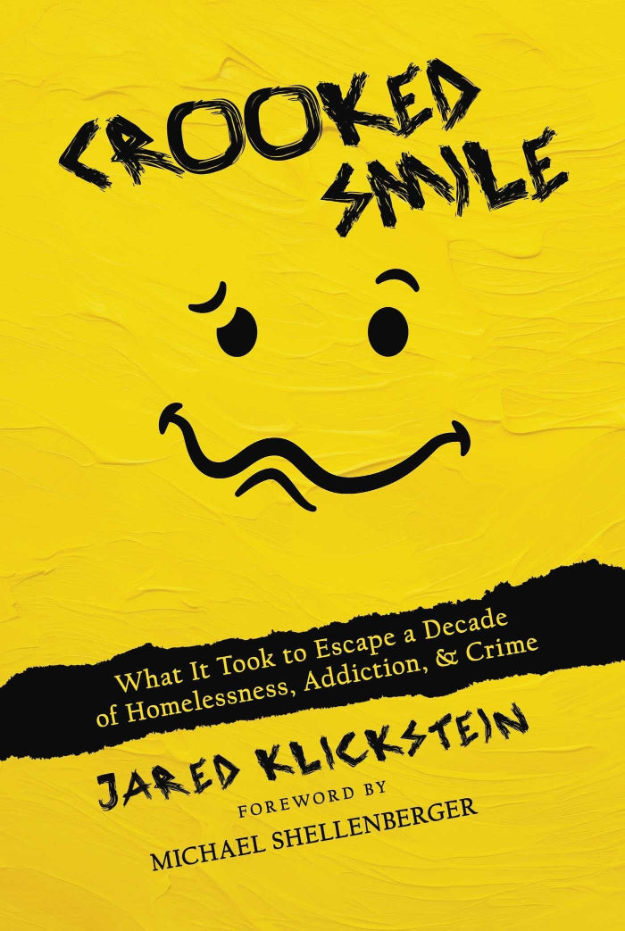 Book cover of 'Crooked Smile' by Jared Klickstein, with a yellow background and black text.