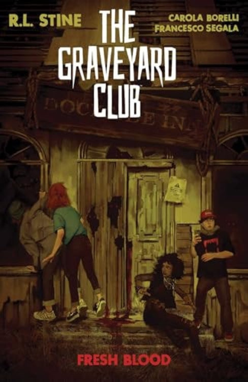 This image features the cover of "The Graveyard Club: Fresh Blood," a book by R.L.