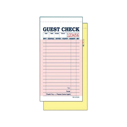 Guest Check Book 2 Part Salmon 17 Line, 55G | 50 Checks per Book | 50 Books