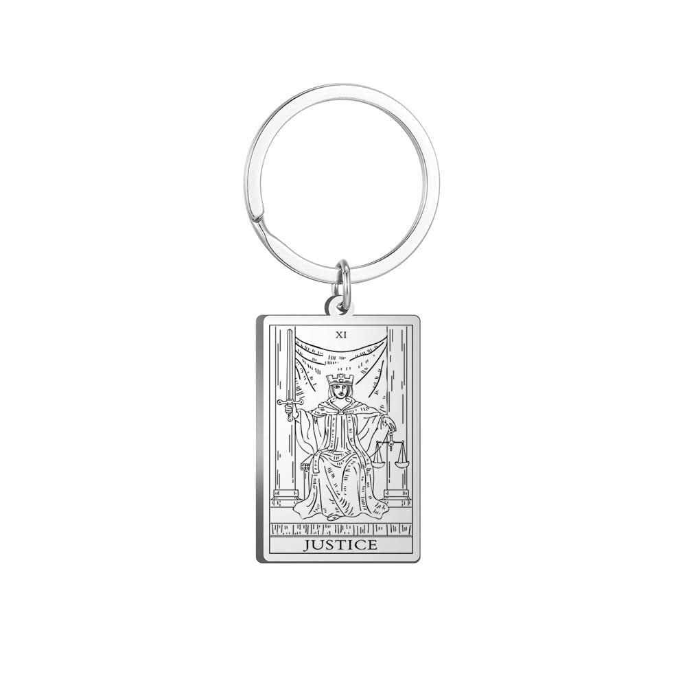 Tarot Card Keychain – Stainless Steel Gold & Silver | Major Arcana Mystical Symbol Charm