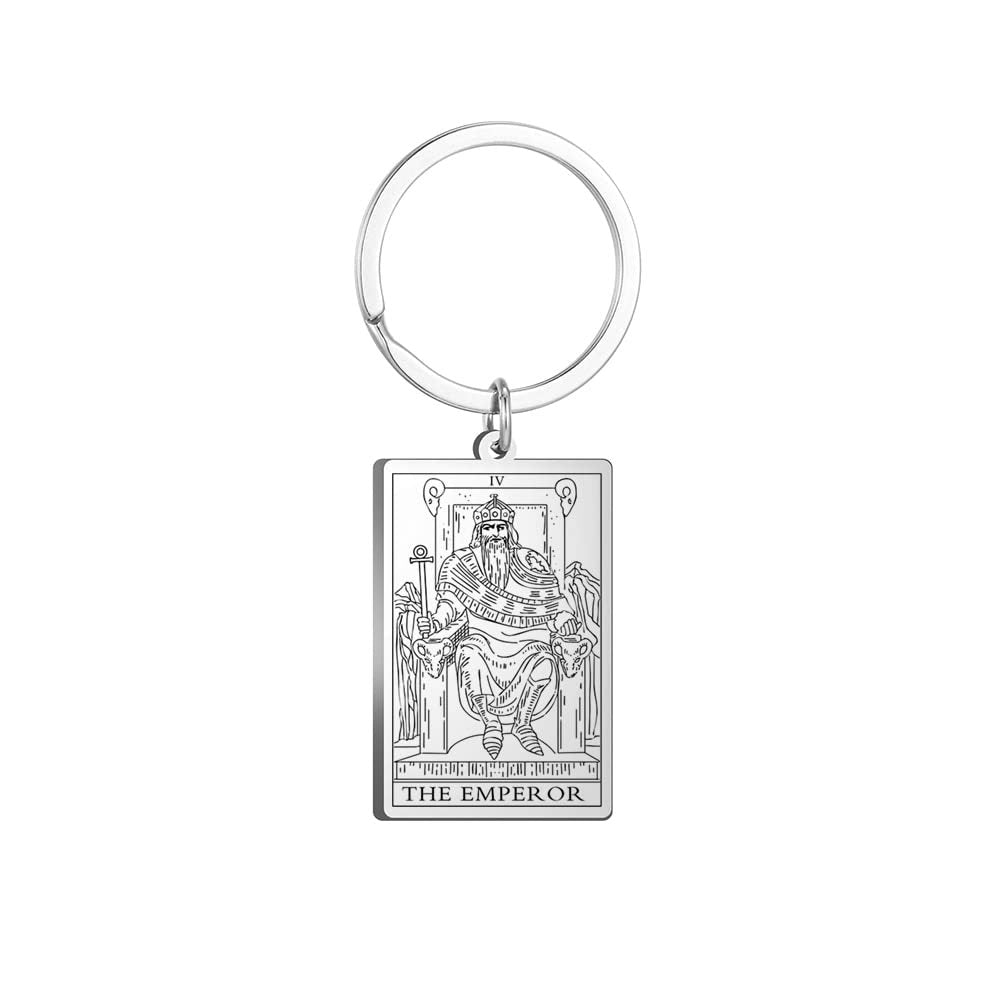 Tarot Card Keychain – Stainless Steel Gold & Silver | Major Arcana Mystical Symbol Charm
