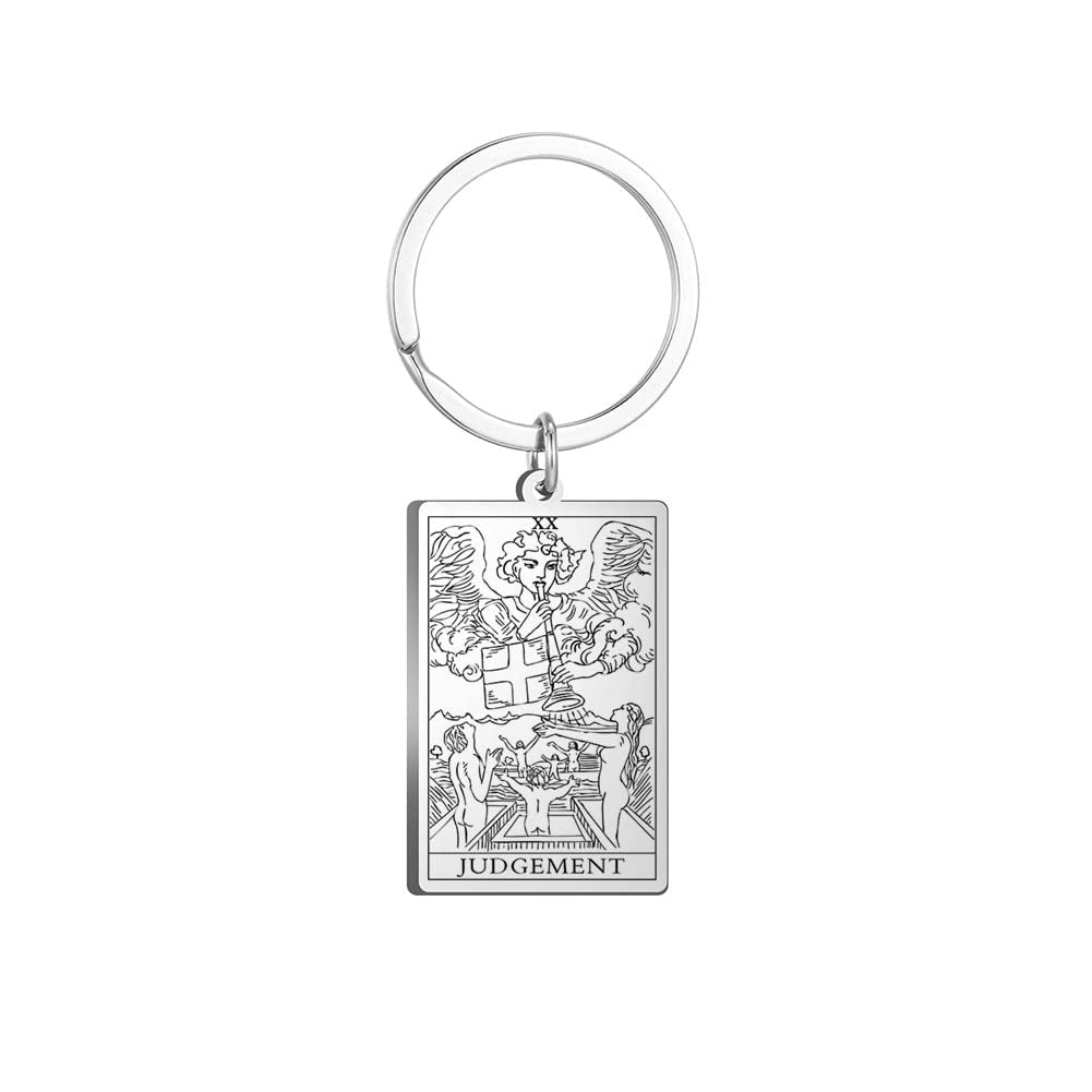Tarot Card Keychain – Stainless Steel Gold & Silver | Major Arcana Mystical Symbol Charm