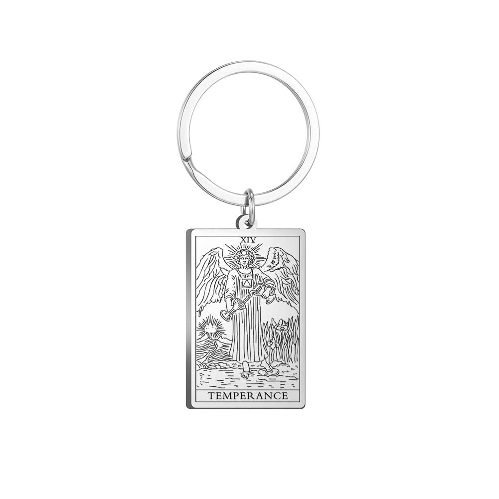 Tarot Card Keychain – Stainless Steel Gold & Silver | Major Arcana Mystical Symbol Charm