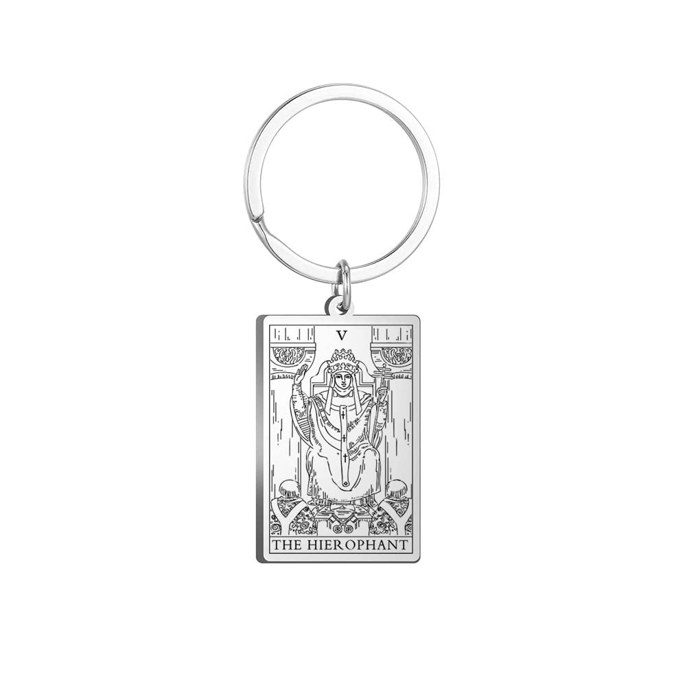 Tarot Card Keychain – Stainless Steel Gold & Silver | Major Arcana Mystical Symbol Charm