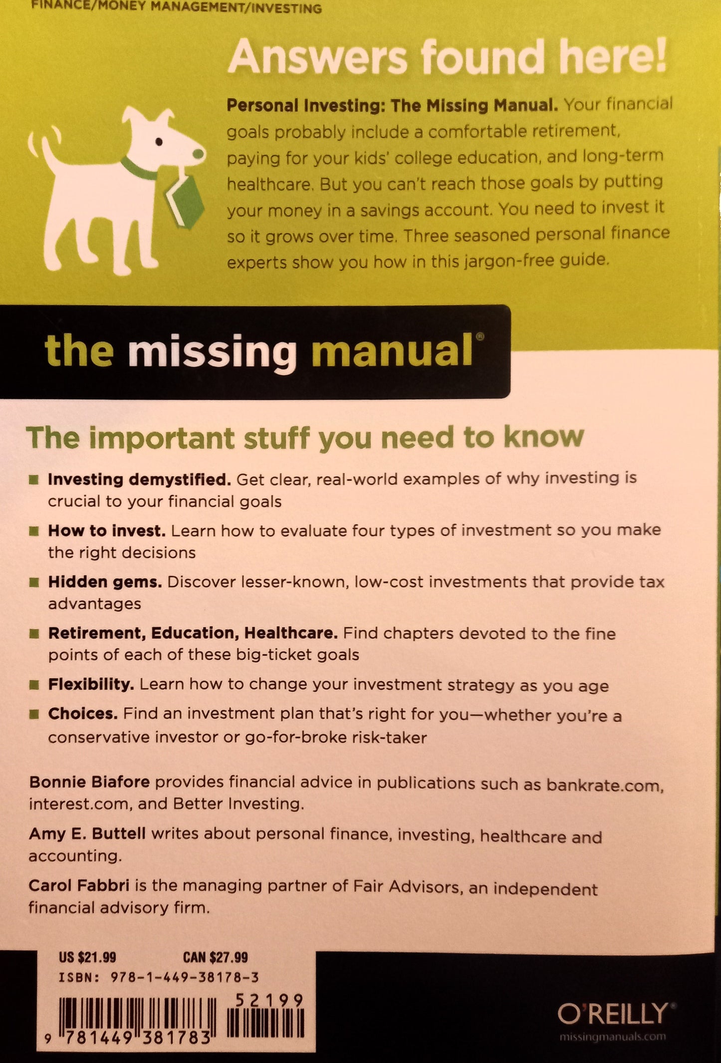 Personal Investing: The Missing Manual by Bonnie Biafore, Amy E. Buttell & Carol Fabbri