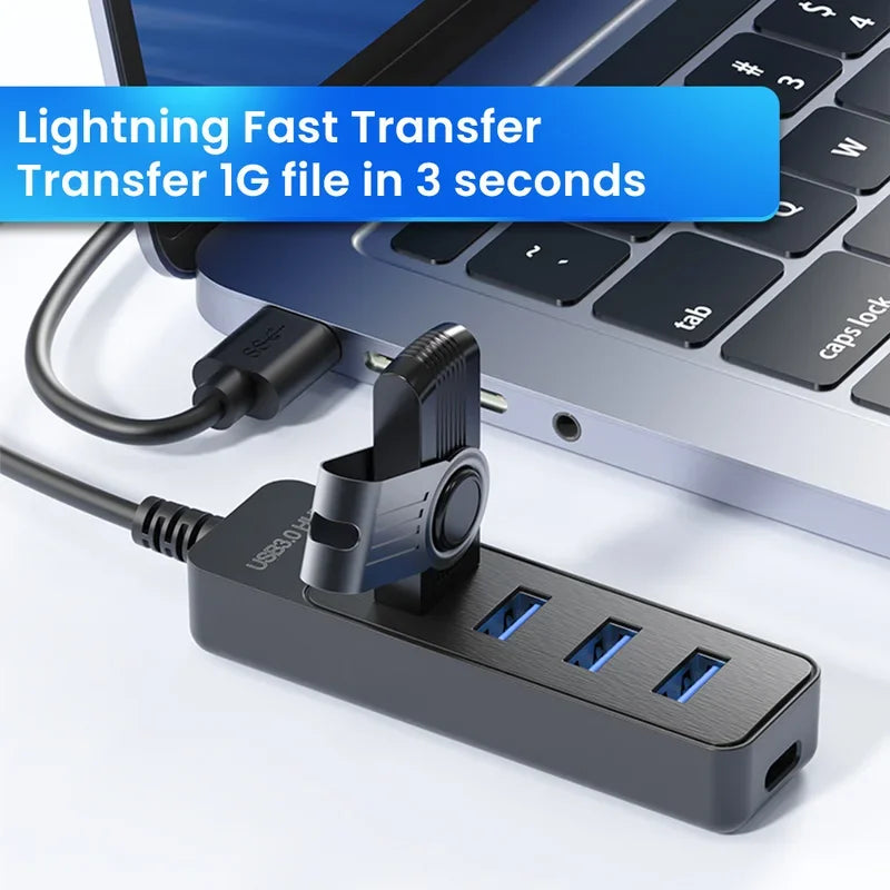 4-Port USB 3.0 Splitter Hub | Type-C & USB 2.0 Expander