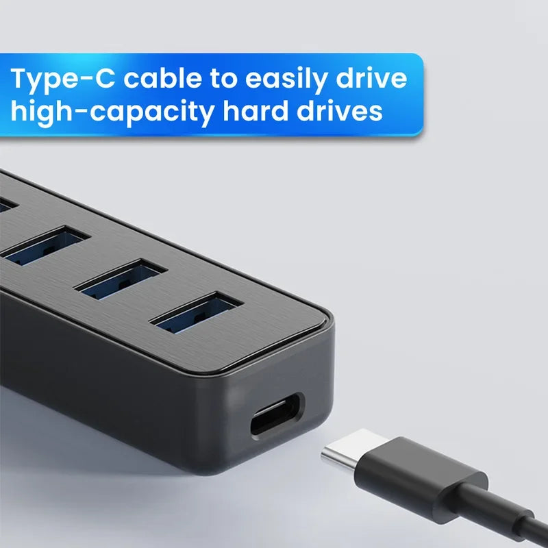 4-Port USB 3.0 Splitter Hub | Type-C & USB 2.0 Expander