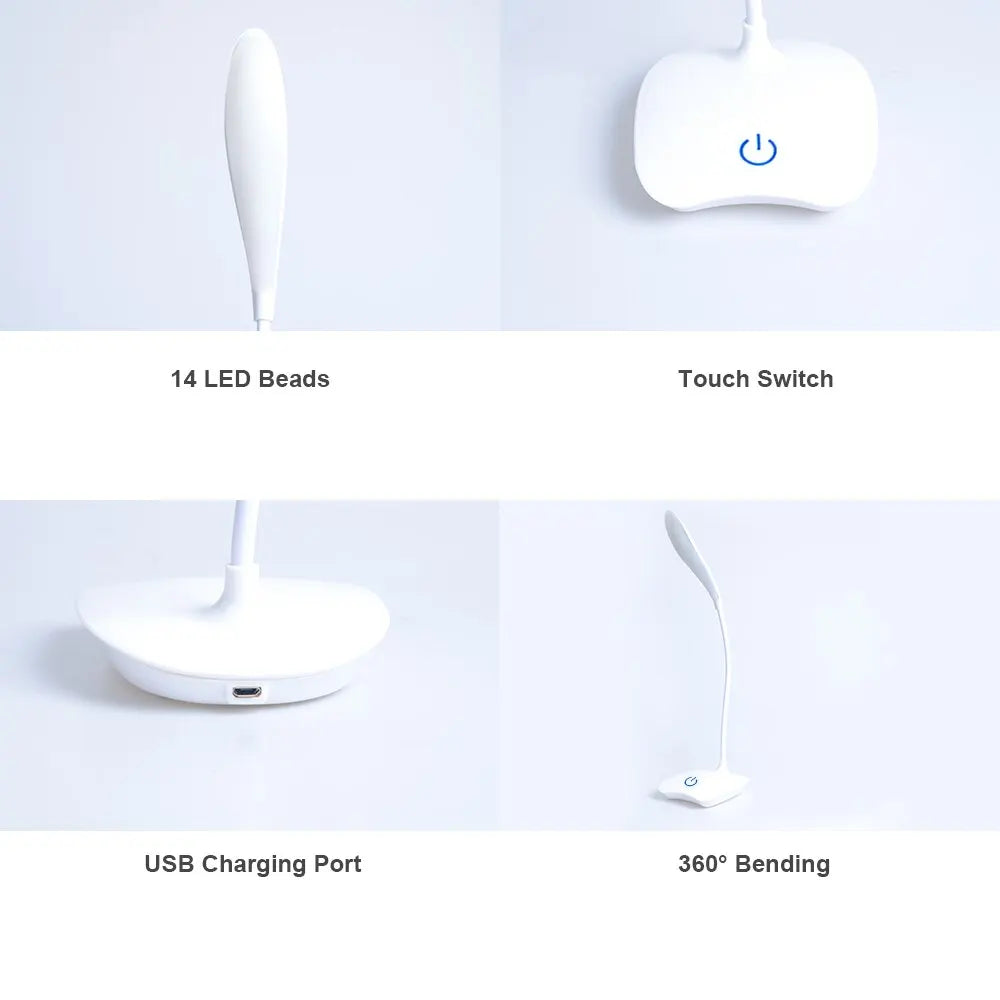 USB Rechargeable LED Desk Lamp Reading Light