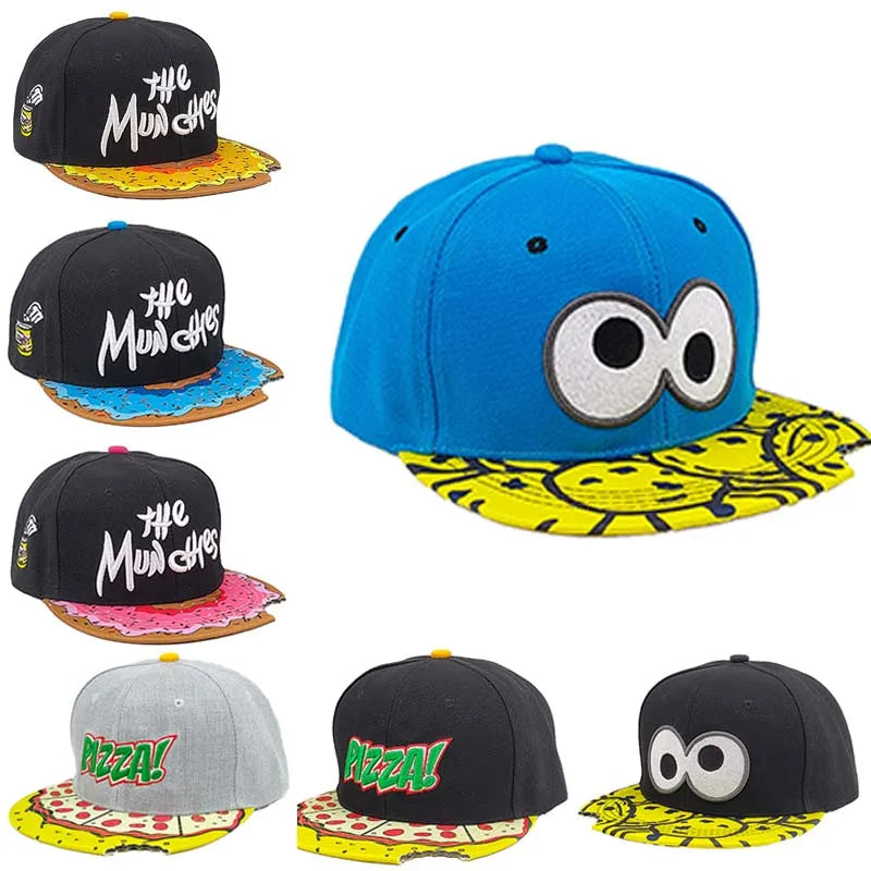 Za Brah Pizza Munchies Crazy Cartoon Snapbacks