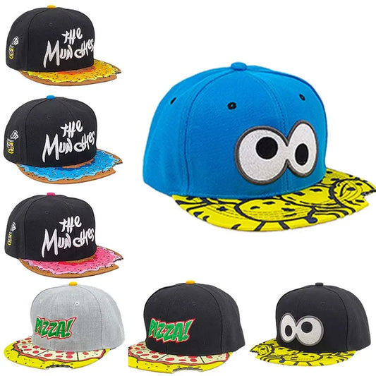 Za Brah Pizza Munchies Crazy Cartoon Snapbacks