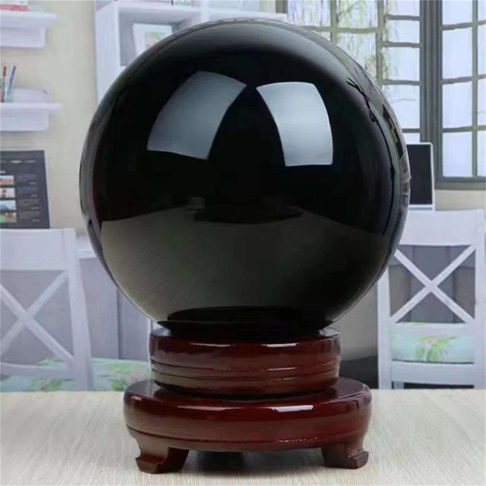 Natural Black Obsidian Sphere Energy Meditation Ball