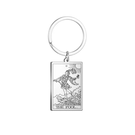 Tarot Card Keychain – Stainless Steel Gold & Silver | Major Arcana Mystical Symbol Charm