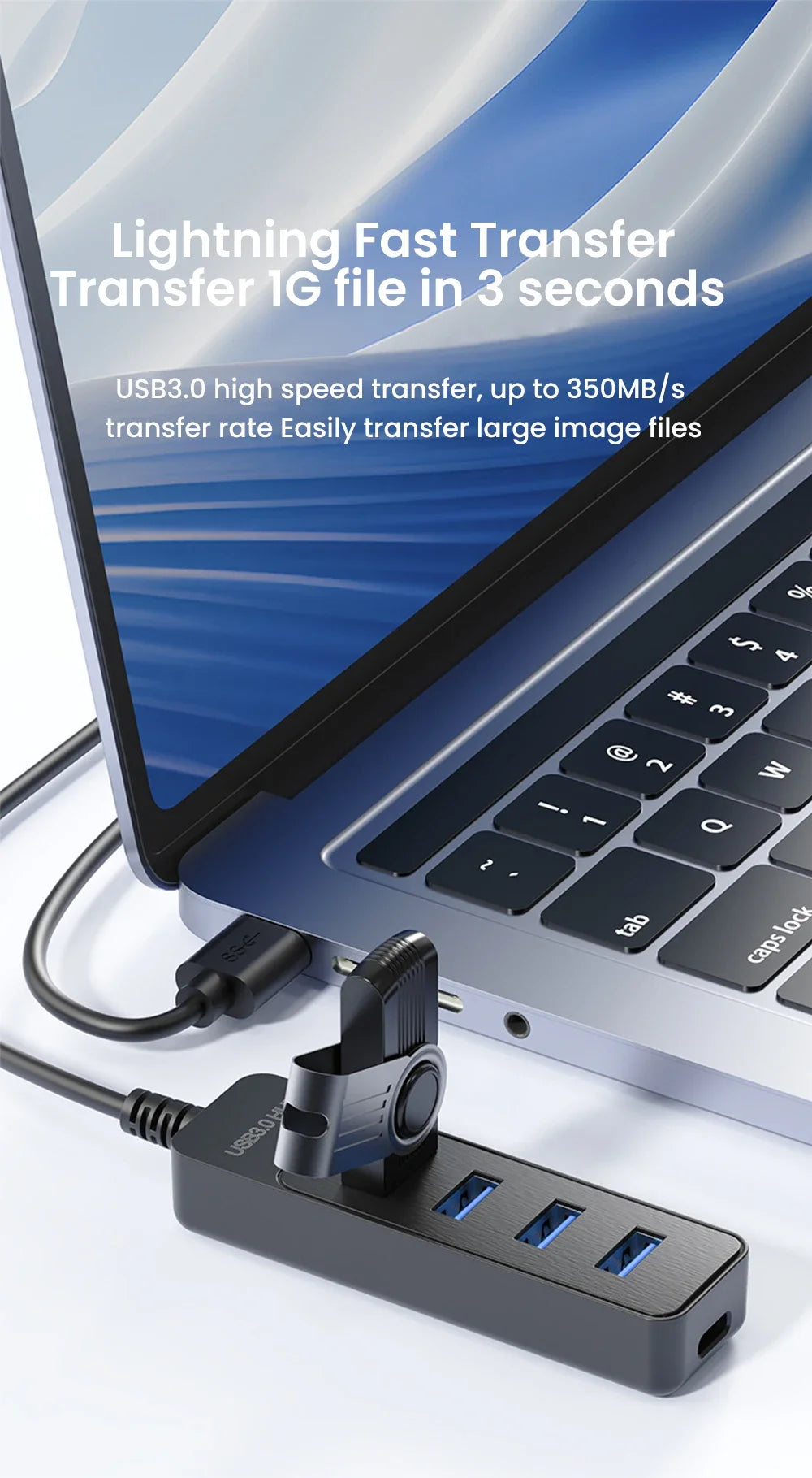 4-Port USB 3.0 Splitter Hub | Type-C & USB 2.0 Expander