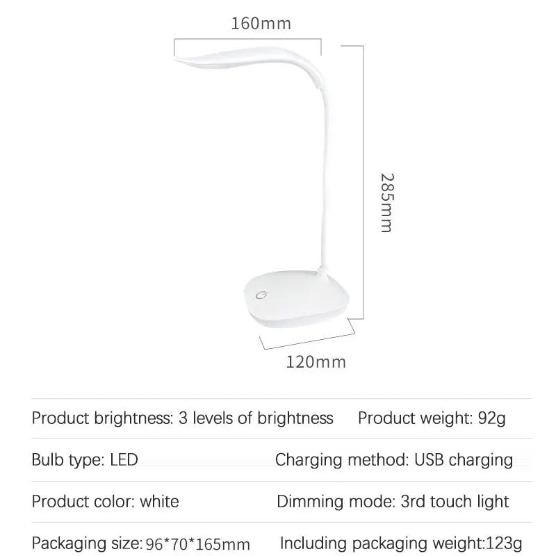 USB Rechargeable LED Desk Lamp Reading Light