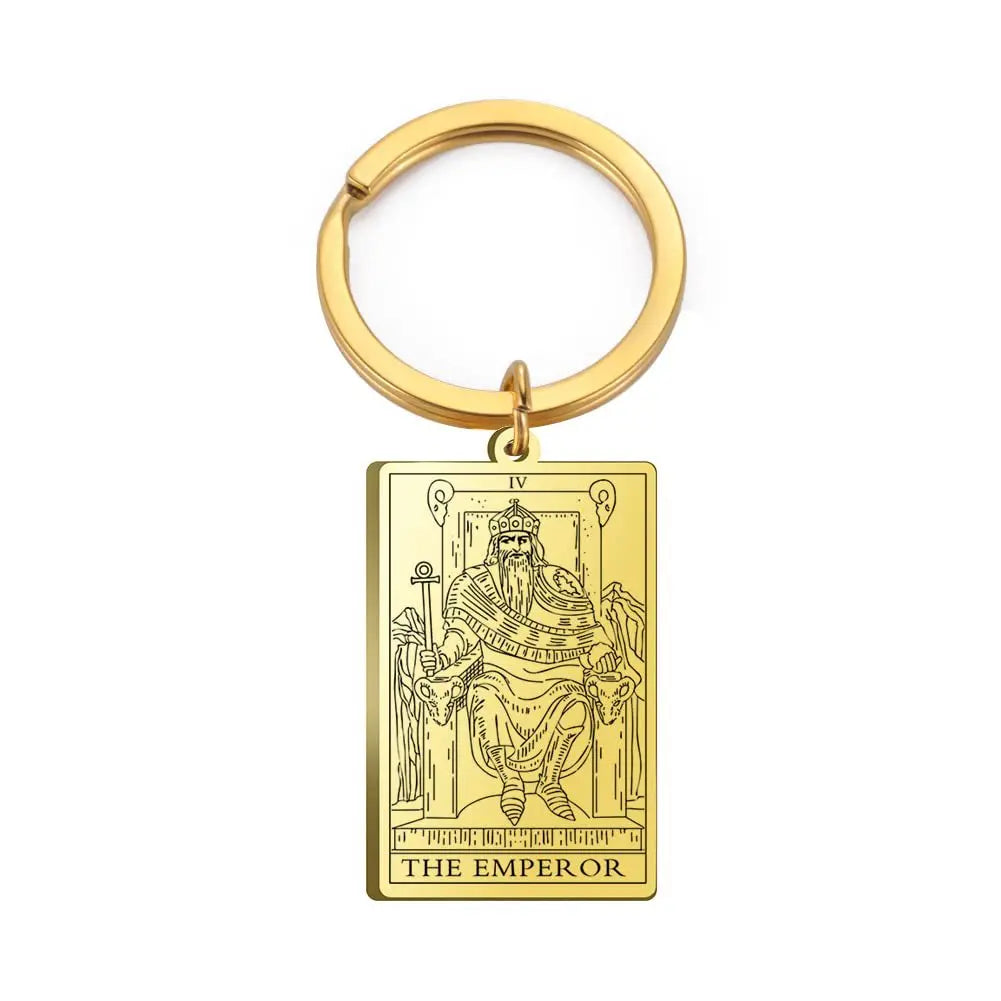 Tarot Card Keychain – Stainless Steel Gold & Silver | Major Arcana Mystical Symbol Charm