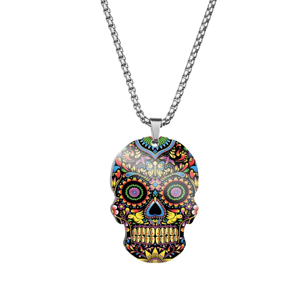 Festive Crystal Skull Keychain | Titanium-Plated Stainless Steel Charm