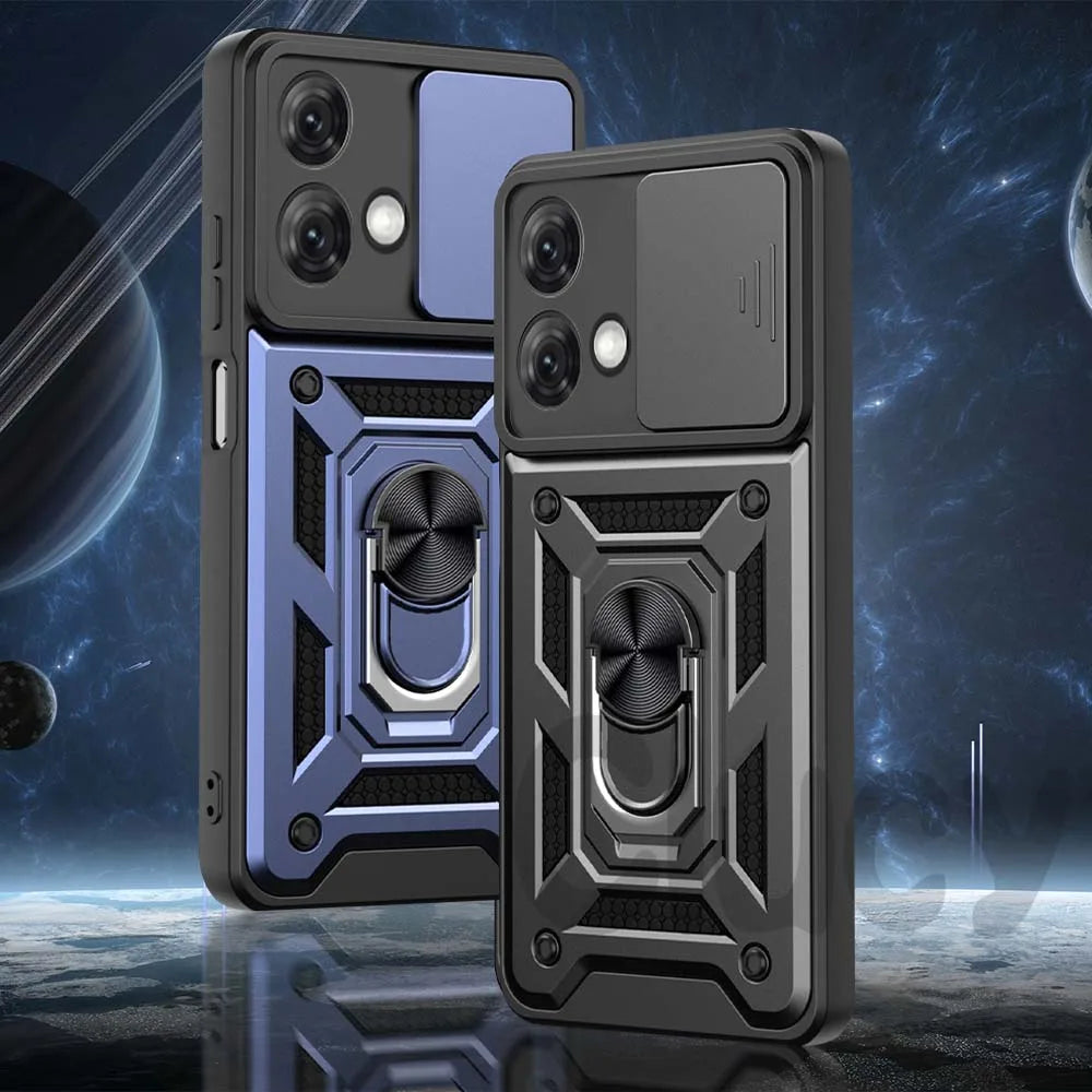 Rugged-Durable & Dependable Moto Phone Cases | Heavy Protection With Finger Ring Support & Camera Privacy Slide