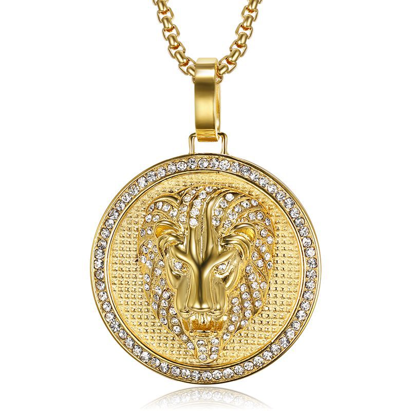 Bust-Down Jungle King Lion Pendant Necklace | 1.97" Stainless-Steel & Zircon Proud Lion's Piece
